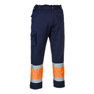 Hi-Vis Combat Trousers orange and navy by Portwest E049