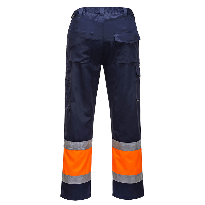 Hi-Vis Combat Trousers orange and navy by Portwest E049