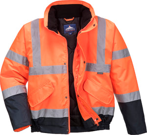 Portwest Hi-Vis Bomber Jacket Two-Tone - Orange & Navy. Portwest S266