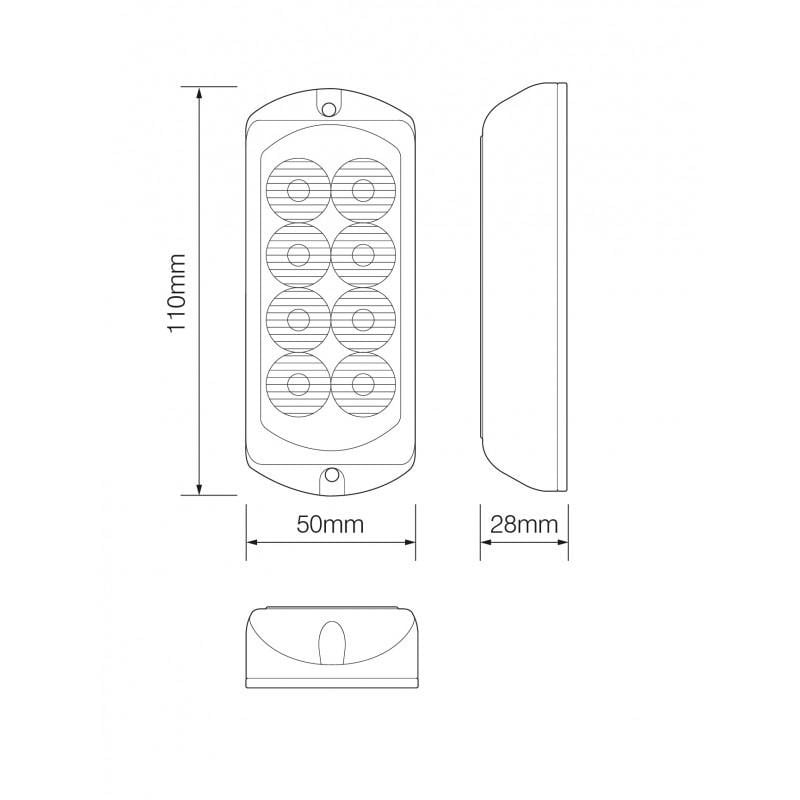 ElectraQuip 8 LED Amber 12/24V Warning Lamps