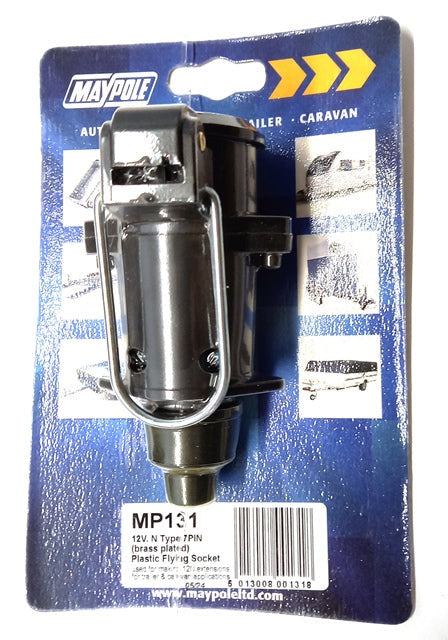 12v 7 pin 'N' type In-Line socket (Plastic) 