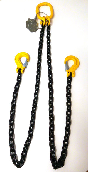 G8 Lifting Chain Sling 6mm 2 Leg x 1m with Safety Hooks
